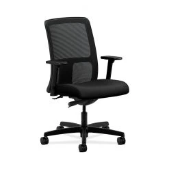 HON Ignition Mesh Fabric-Upholstered Low-Back Office/Computer Chair, Adj. Arms, Black