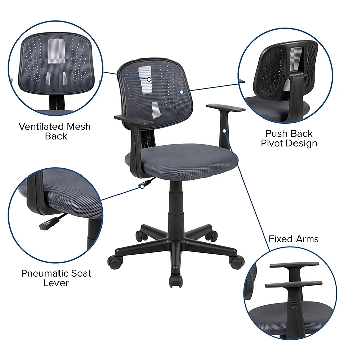 Flash Furniture Nylon Swivel Computer And Desk Chair, Gray (LF134AGY) 8 Flash Furniture Nylon Swivel Computer And Desk Chair, Gray (LF134AGY) - Image 6
