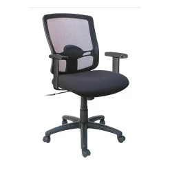 Alera® Etros Series Mesh Mid-Back Petite Swivel/Tilt Chair, Supports Up To 275 Lbs., Black Seat/Black Back, Black Base