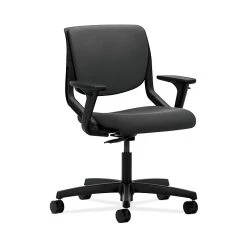 HON HONMT102CU19 Motivate Fabric-Upholster Back Office/PC Chair, Adj. Arms, Onyx Shell, Iron Ore