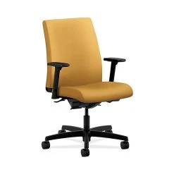 HON Ignition Low-Back Office/Computer Chair, Adjustable Arms, Mustard Fabric (HONIT202NR26)