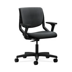 HON HONMT102NR10 Motivate Upholstered Back Office/Computer Chair, Adj. Arms, Onyx Shell, Onyx Fabric