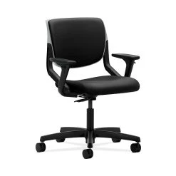HON HONMT103WP40 Motivate Upholster Back Office/PC Chair, Adj. Arms, Platinum Shell, Black Fabric