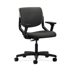 HON HONMT103SX23 Motivate Upholster Back Office/PC Chair, Adj. Arms, Platinum Shell, Carbon Fabric