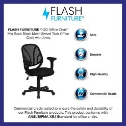 Flash Furniture Mid Back Mesh Computer Task Chair With Arms, Black -Office Chairs Shop unnamed file 1490
