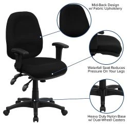 Flash Furniture Mid-Back Multi-Functional Fabric Swivel Computer Chairs (BT662BK) -Office Chairs Shop unnamed file 1503