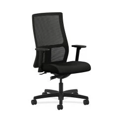 HON HONIW103WP40 Ignition Fabric-Upholstered Mesh Mid-Back Office/Computer Chair, Adj. Arms, Black