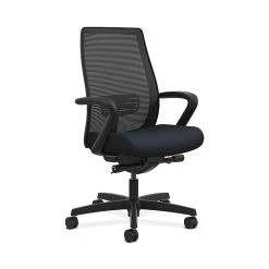 HON Endorse Collection HONLWIM2FWP37 Fabric Seat Mesh Mid-Back Office/PC Chair, Fixed Arms, Navy