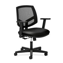 HON® HON5711ASB11 Volt® Leather Mesh Back Office Chair With Adjustable Arms, Black
