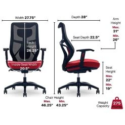 Beautyrest Duo-EX Ergonomic Mesh Swivel Computer Chair, Red (60051-RED) -Office Chairs Shop unnamed file 170