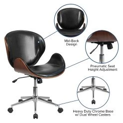 Flash Furniture SDSDM22405BK Mid-Back Walnut Wood Swivel Conference Chair, Black Leather -Office Chairs Shop unnamed file 1760