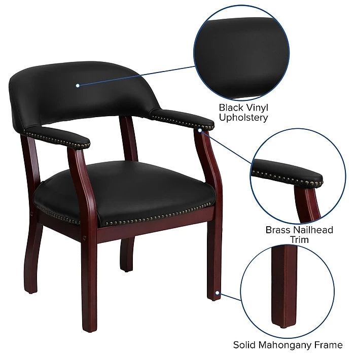 Flash Furniture Luxurious Vinyl Conference Chair, Black And Mahogany (BZ105BLK) 6 Flash Furniture Luxurious Vinyl Conference Chair, Black And Mahogany (BZ105BLK) - Image 4