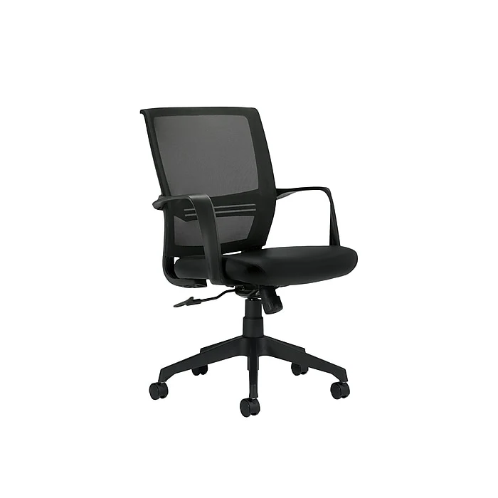 Offices To Go Mesh Back Luxhide Conference Chair, Black (OTG13026B) 4 Offices To Go Mesh Back Luxhide Conference Chair, Black (OTG13026B) - Image 2