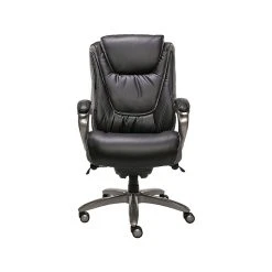 Serta Big & Tall Ergonomic Bonded Leather Swivel Executive Chair, Black/Silver (44951)