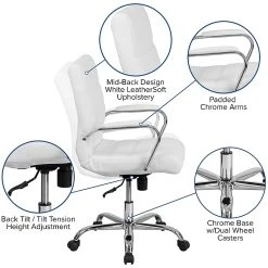 Flash Furniture Mid-Back Leather Executive Swivel Office Chair With Chrome Arms, White (GO-2286M-WH-GG) -Office Chairs Shop unnamed file 2105