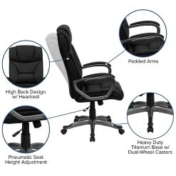 Flash Furniture High Back Leather Executive Office Swivel Chair With Titanium Nylon Loop Arms, Black -Office Chairs Shop unnamed file 2146