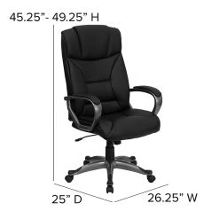 Flash Furniture High Back Leather Executive Office Swivel Chair With Titanium Nylon Loop Arms, Black -Office Chairs Shop unnamed file 2147