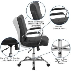 Flash Furniture Mid-Back Black Leather Executive Swivel Office Chair With Chrome Arms [GO-2286M-BK-GG] -Office Chairs Shop unnamed file 2155