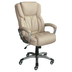 Serta Works Bonded Leather Executive Office Chair, American Beige (CH200112)