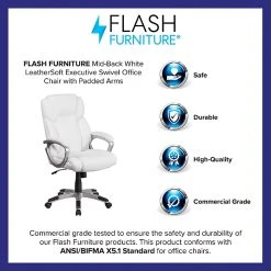 Flash Furniture Faux Leather Mid-Back Executive Office Chair, White (GO2236MWH) -Office Chairs Shop unnamed file 2202