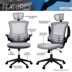 Techni Mobili Executive High Back Mesh Chair, Silver/Grey -Office Chairs Shop unnamed file 2213