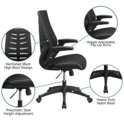 Flash Furniture Designer Mesh High Back Exec Swivel Office Chair W/Height Adj Flip-Up Arms, Black (BLZP809BK) -Office Chairs Shop unnamed file 2245