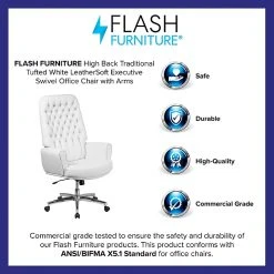 Flash Furniture High Back Traditional Tufted Leather Executive Swivel Chair With Arms (BT444WH) -Office Chairs Shop unnamed file 2346