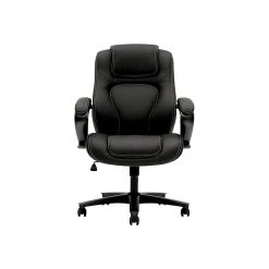 HON High-Back Chair, Fixed Arms, Black Vinyl (BSXVL402EN11)