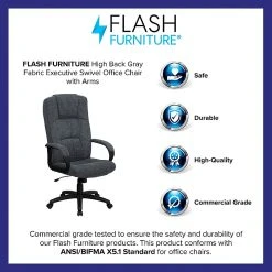 Flash Furniture High-Back Fabric Executive Chair, Fixed Arms, Gray -Office Chairs Shop unnamed file 2396