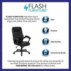 Flash Furniture 18 - 21.5''H High Back Leather Overstuffed Executive Office Chair, Black -Office Chairs Shop unnamed file 2426