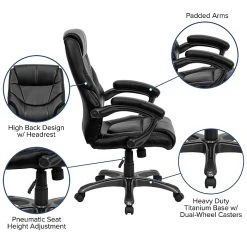 Flash Furniture 18 - 21.5''H High Back Leather Overstuffed Executive Office Chair, Black -Office Chairs Shop unnamed file 2427
