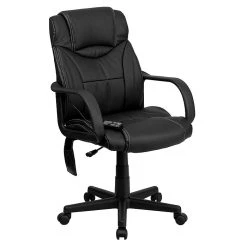 Flash Furniture High Back Leather Massaging Executive Office Chair, Black