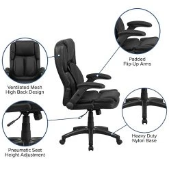 Flash Furniture Flash BT90275H Leather Extreme Comfort High Back Exec Swivel Office Chair W/Flip-Up Arms, Black -Office Chairs Shop unnamed file 2462