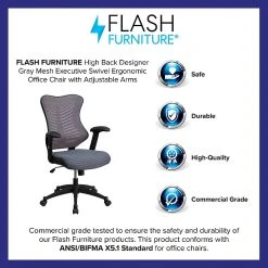 Flash Furniture Mesh/Fire-retardant Foam Executive Chair, Black/Designer Gray (BL-ZP-806-GY-GG) -Office Chairs Shop unnamed file 2468