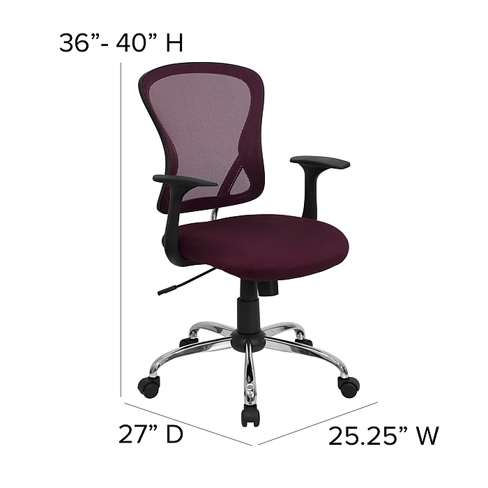 Flash Furniture Mid-Back Office Chair, Burgundy 8 Flash Furniture Mid-Back Office Chair, Burgundy - Image 6