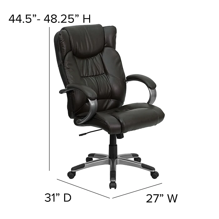 Flash Furniture High Back Leather Executive Office Chairs With Titanium Finish Loop Arms (BT9088BRN) 9 Flash Furniture High Back Leather Executive Office Chairs With Titanium Finish Loop Arms (BT9088BRN) - Image 7
