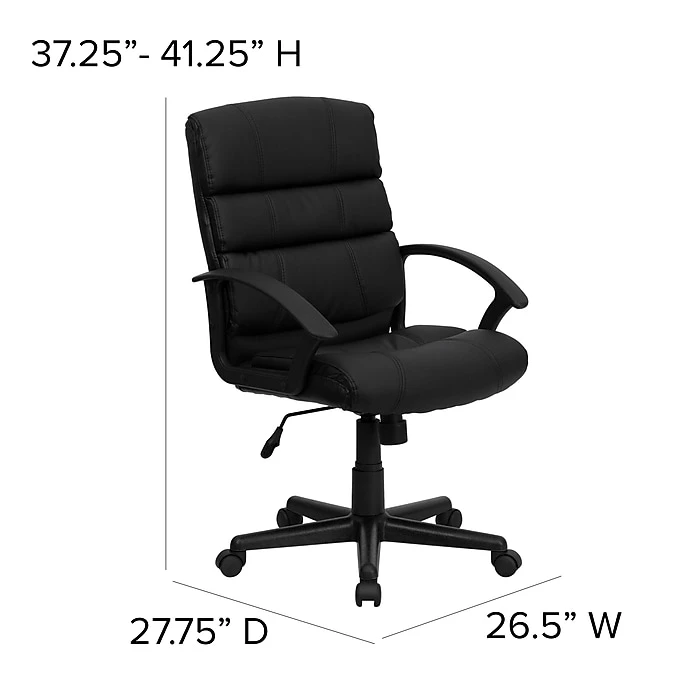 Flash Furniture Mid-Back Leather Office Chair, Black 7 Flash Furniture Mid-Back Leather Office Chair, Black - Image 5