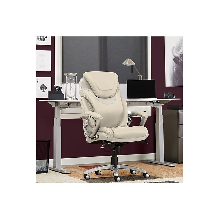 Serta Bryce Ergonomic Faux Leather Swivel Executive Chair With AIR Technology, Cream (43807B) 5 Serta Bryce Ergonomic Faux Leather Swivel Executive Chair With AIR Technology, Cream (43807B) - Image 3