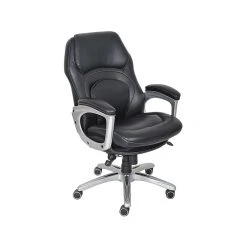 Serta Back In Motion Bonded Leather Executive Chair, Smooth Black (43521OSS)