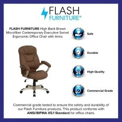 Flash Furniture High Back Micro Fiber Contemporary Office Chair, Brown -Office Chairs Shop unnamed file 2596