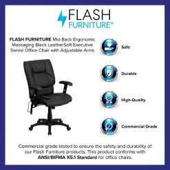 Flash Furniture Mid-Back Massaging Leather Executive Office Chair With T- Arms, Black -Office Chairs Shop unnamed file 2627