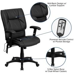 Flash Furniture Mid-Back Massaging Leather Executive Office Chair With T- Arms, Black -Office Chairs Shop unnamed file 2629