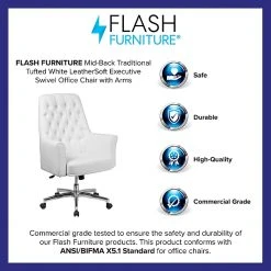 Flash Furniture Mid-Back Traditional Tufted Executive Swivel Chair With Arms (BT444MIDWH) -Office Chairs Shop unnamed file 2644