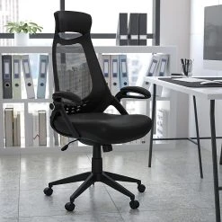 Flash Furniture High Back Mesh Executive Swivel Office Chair, Black With Flip-Up Arms (HL0018) -Office Chairs Shop unnamed file 2694