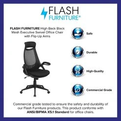 Flash Furniture High Back Mesh Executive Swivel Office Chair, Black With Flip-Up Arms (HL0018) -Office Chairs Shop unnamed file 2696