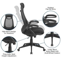 Flash Furniture High Back Mesh Executive Swivel Office Chair, Black With Flip-Up Arms (HL0018) -Office Chairs Shop unnamed file 2697