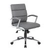 BOSS® Caresoft Plus Executive Series Mid Back Executive Chair With Metal Chrome Finish, Grey (B9476-GY)