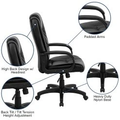 Flash Furniture High Back Leather Swivel Executive Office Chair With Padded Arms, Black -Office Chairs Shop unnamed file 2750
