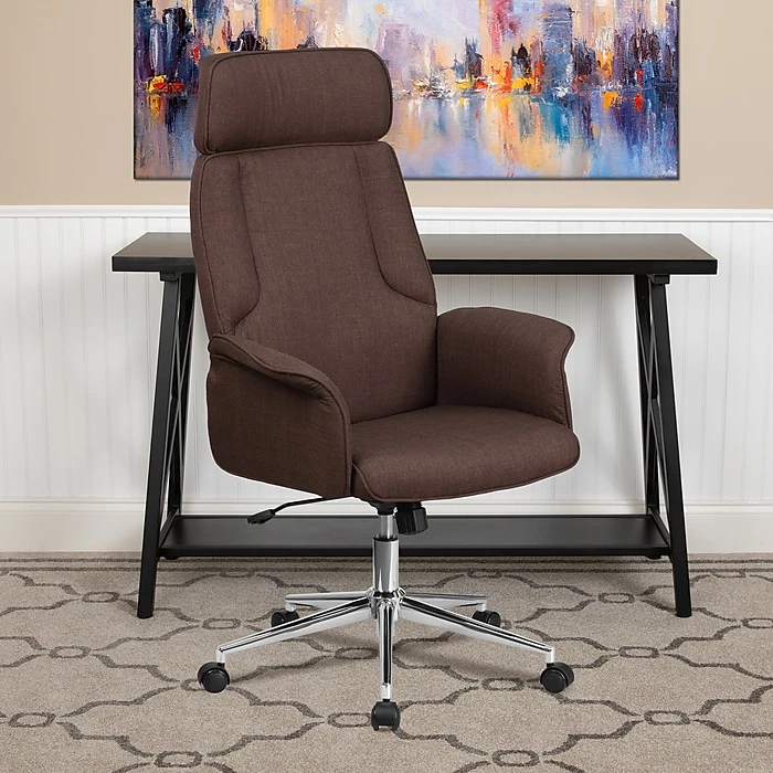 Flash Furniture High Back Fabric Executive Swivel Office Chair, Brown (CHCX0944HBN) 4 Flash Furniture High Back Fabric Executive Swivel Office Chair, Brown (CHCX0944HBN) - Image 2