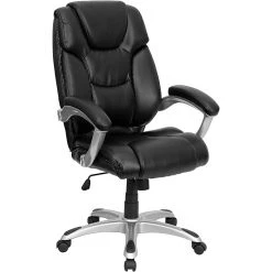 Flash Furniture High Back Leather Executive Office Chair With Double Padded Seat, Black